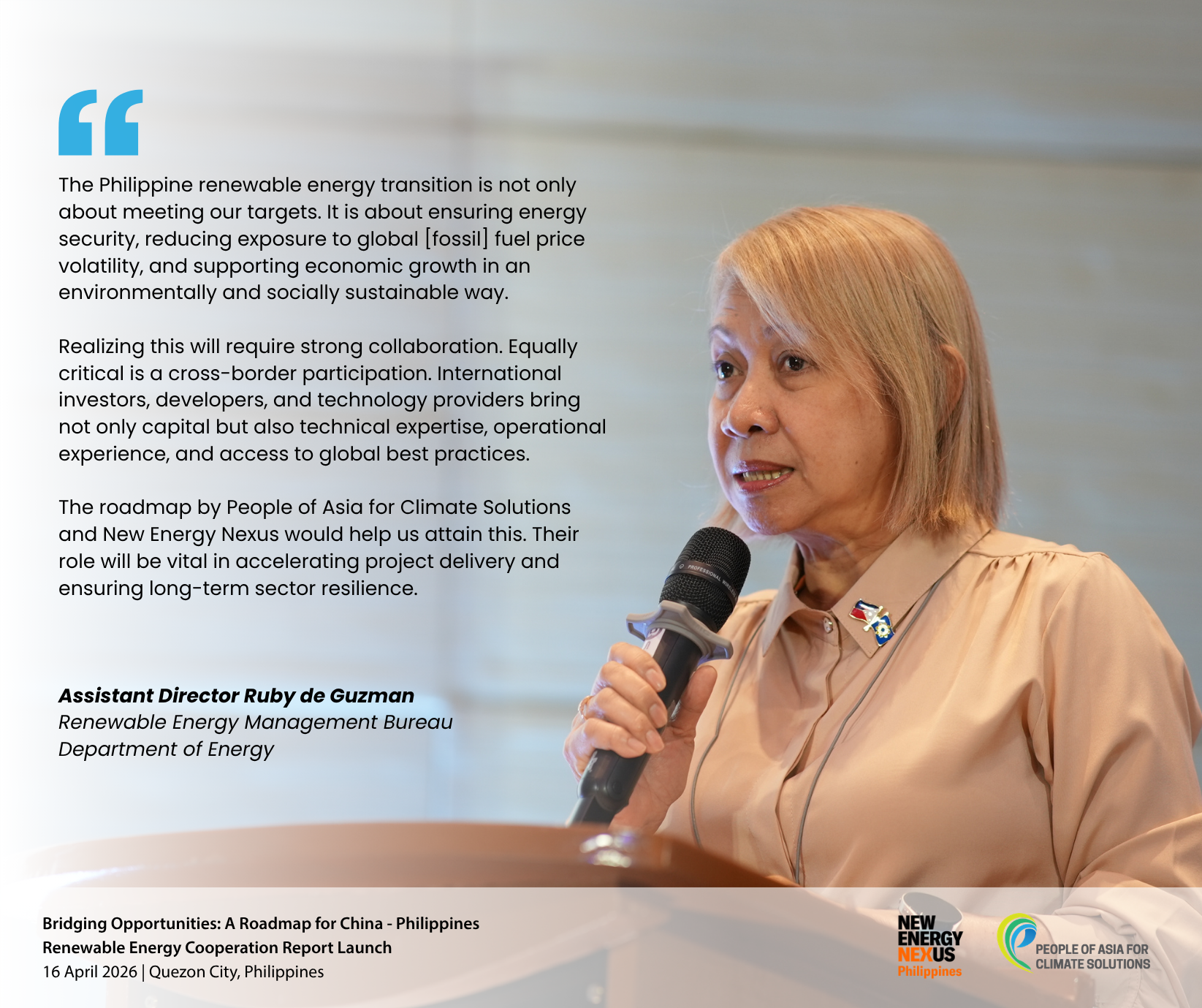 Keynote Message of Asst. Director Ruby de Guzman of the Department of Energy - Renewable Energy Management Bureau